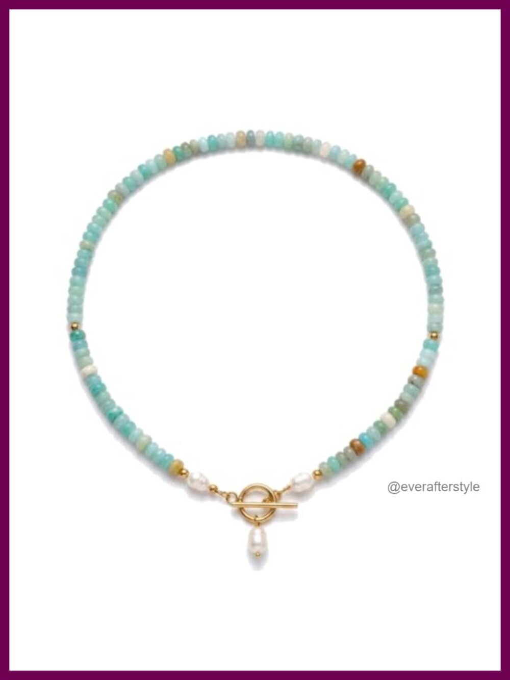 Bohemian Beaded Toggle Clasp Choker Necklace for Women Pearl Accent Stainless